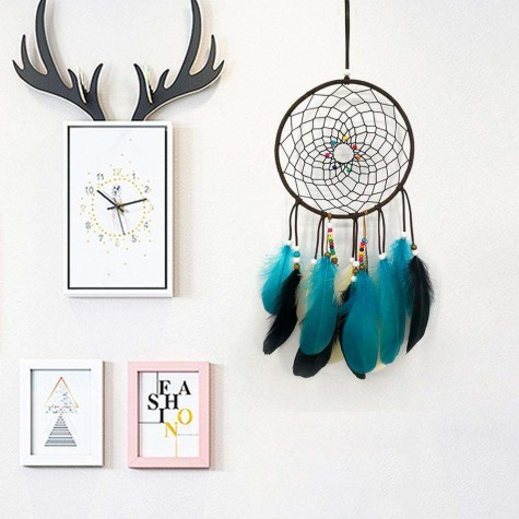 Feathers Beads Dream Catcher Net Handmade Dreamcatcher Home Decor (No LED)