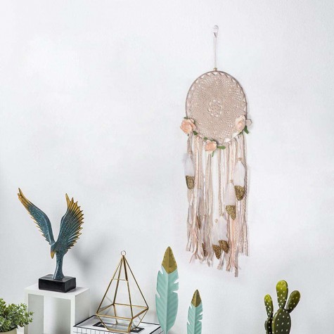 Flowers Feathers Beads Handmade Dreamcatcher Craft Dream Catcher Net Gift