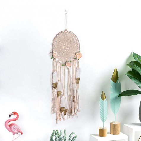 Flowers Feathers Beads Handmade Dreamcatcher Craft Dream Catcher Net Gift