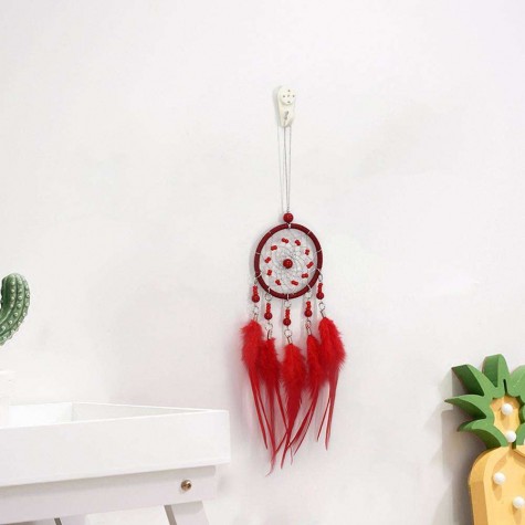 Red Feathers Handmade Dreamcatcher Dream Catcher Net Home Wedding Decor