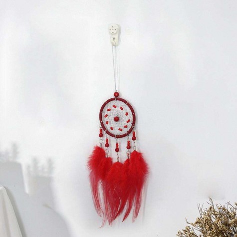 Red Feathers Handmade Dreamcatcher Dream Catcher Net Home Wedding Decor