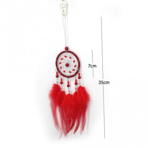 Red Feathers Handmade Dreamcatcher Dream Catcher Net Home Wedding Decor