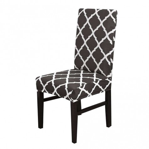 Printing Stretch Chair Cover Slipcover Banquet Hotel Home Decoration Black