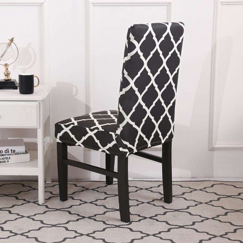 Printing Stretch Chair Cover Slipcover Banquet Hotel Home Decoration Black