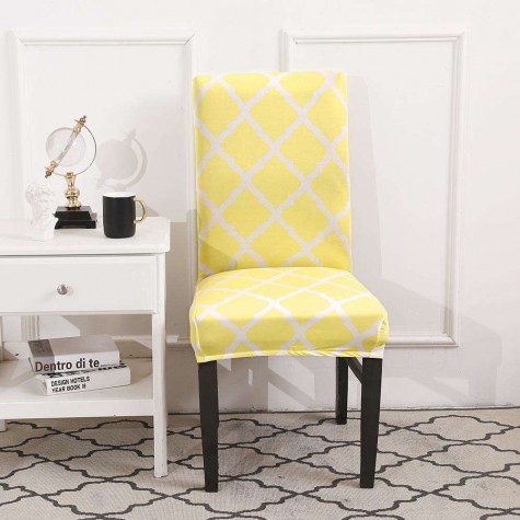 Printing Stretch Chair Cover Elastic Slipcover Hotel Home Decoration Yellow