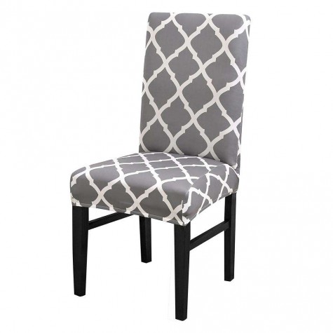 Printing Stretch Chair Cover Elastic Slipcover Hotel Home Decoration Grey