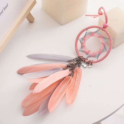 Pink Feather Dream Catcher Car Pendant Crafts Home Wall Hanging Decoration