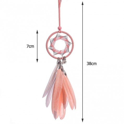 Pink Feather Dream Catcher Car Pendant Crafts Home Wall Hanging Decoration