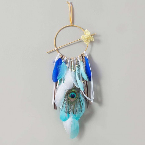 Nordic Feather Dream Catcher Car Pendant Romantic Wall Hanging Decor (A)