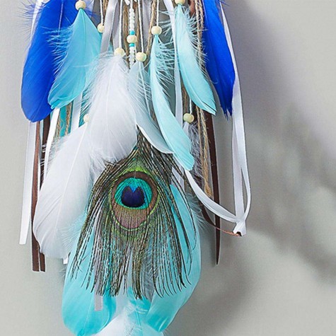 Nordic Feather Dream Catcher Car Pendant Romantic Wall Hanging Decor (A)