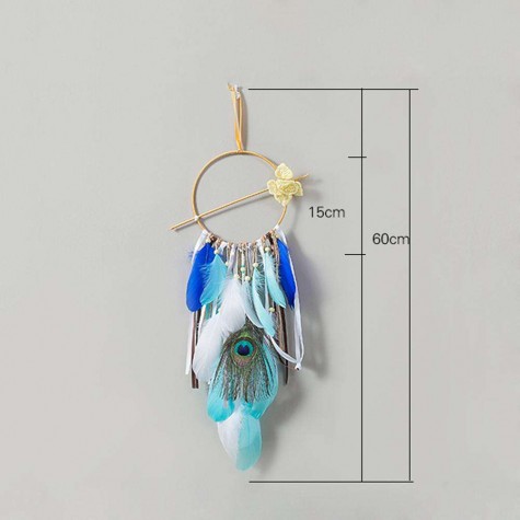 Nordic Feather Dream Catcher Car Pendant Romantic Wall Hanging Decor (A)