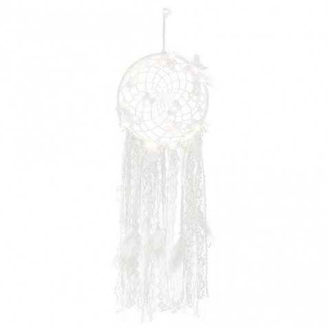 Feather Lace Webbing Dream Catcher Romantic Wall Hanging Decor with Light