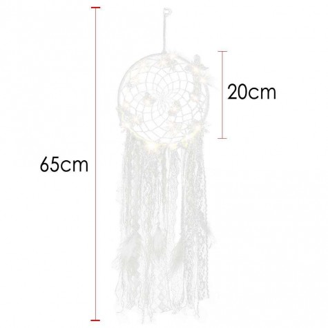 Feather Lace Webbing Dream Catcher Romantic Wall Hanging Decor with Light