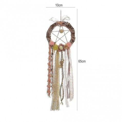 Rattan Lace Ribbon Dream Catcher Romantic Wall Hanging Decor with Light