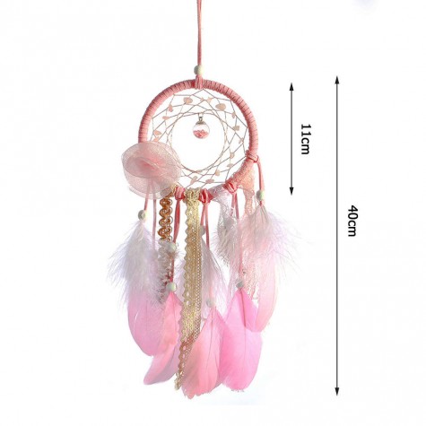 Pink Feather Wind Chime Dreamcatcher Home Romantic Wall Hanging Decoration