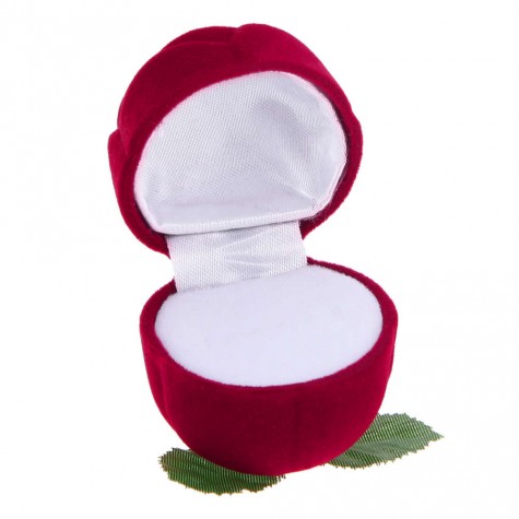 Romantic Red Rose Engagement Wedding Ring Earrings Jewelry Gift Box Case