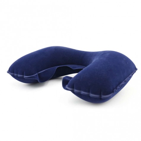 Inflatable U Shaped Pillow Car Head Neck Rest Air Cushion for Travel Navy