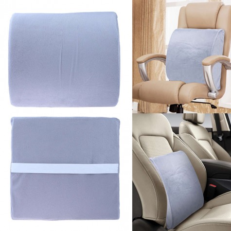 Memory Foam Lumbar Cushion Back Support Travel Pillow Car Seat Grey